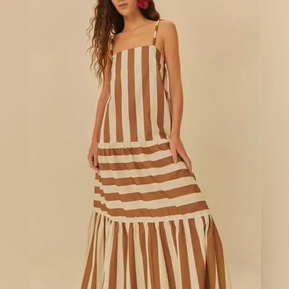 chinese dress ladies Multicolor Delicate Floral Stripes Lenzing™ Ecovero™ Euroflax™ Maxi Dr – FARM  Rio